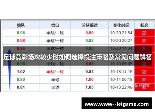 足球竞彩场次较少时如何选择投注策略及常见问题解答 足球竞彩场次较少时如何选择投注策略及常见问题解答